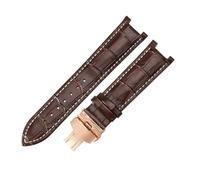 ROUREOX Replacement Watch Strap in Crocodile Pattern Leather 22x13mm Stainless Steel Folding Clasp Classic Dress Watch Band for Gucci G-Timeless YA1332-Brown + White + Rose Gold