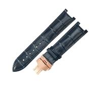 ROUREOX Replacement Watch Strap in Crocodile Pattern Leather 22x13mm Stainless Steel Folding Clasp Classic Dress Watch Band for Gucci G-Timeless YA1332-Blue + Rose Gold