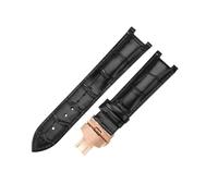 ROUREOX Replacement Watch Strap in Crocodile Pattern Leather 22x13mm Stainless Steel Folding Clasp Classic Dress Watch Band for Gucci G-Timeless YA1332-Black + Rose Gold