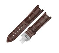 ROUREOX Replacement Watch Strap in Crocodile Pattern Leather 22x13mm Stainless Steel Folding Clasp Classic Dress Watch Band for Gucci G-Timeless YA1332-Brown + Silver