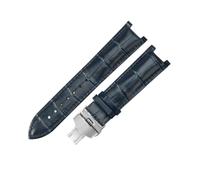 ROUREOX Replacement Watch Strap in Crocodile Pattern Leather 22x13mm Stainless Steel Folding Clasp Classic Dress Watch Band for Gucci G-Timeless YA1332-Blue + Silver