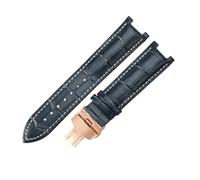 ROUREOX Replacement Watch Strap in Crocodile Pattern Leather 22x13mm Stainless Steel Folding Clasp Classic Dress Watch Band for Gucci G-Timeless YA1332-Blue + White + Rose Gold