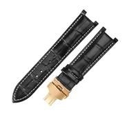 ROUREOX Replacement Watch Strap in Crocodile Pattern Leather 22x13mm Stainless Steel Folding Clasp Classic Dress Watch Band for Gucci G-Timeless YA1332-Black + White + Gold