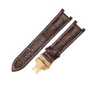 ROUREOX Replacement Watch Strap in Crocodile Pattern Leather 22x13mm Stainless Steel Folding Clasp Classic Dress Watch Band for Gucci G-Timeless YA1332-Brown + White + Gold