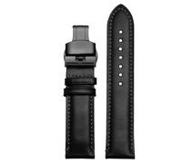 ROUREOX Replacement Watch Strap Stainless Steel Pin Clasp Leather Watch Band for Citizen Eco-Drive Skyhawk Blue Angels Gen 2 Gen 3-Black + Black B 23mm