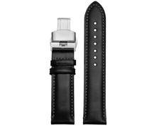 ROUREOX Replacement Watch Strap Stainless Steel Pin Clasp Leather Watch Band for Citizen Eco-Drive Skyhawk Blue Angels Gen 2 Gen 3-Black + Silver B 22mm