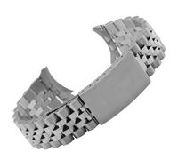 ROUREOX Retro Stainless Steel Watch Strap Curved End Metal Wristband Five Link Bracelet 13mm 17mm 19mm 20mm for Rolex Oyster Perpetual Datejust - Silvery 19mm