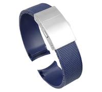 ROUREOX Rubber Silicone Watch Strap Waterproof Watchband for Longines Conquest-Blue 21mm