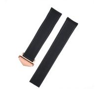 ROUREOX Rubber Watch Strap Replacement Accessories Parts for Tag Heuer Diver AQUARACER Series-Black+Rose Gold Buckle 22mm