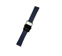 ROUREOX Silicone Strap, Watch Replacement Strap with Metal Buckle for Breitling Avenger Blackbird-DarkBlue+Black Buckle+Polished 22mm