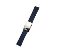 ROUREOX Silicone Strap, Watch Replacement Strap with Metal Buckle for Breitling Avenger Blackbird-DarkBlue+Silver Buckle+Polished 22mm