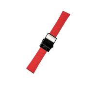 ROUREOX Silicone Strap, Watch Replacement Strap with Metal Buckle for Breitling Avenger Blackbird-Red+Black Buckle+Polished 24mm