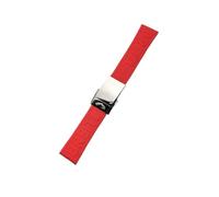 ROUREOX Silicone Strap, Watch Replacement Strap with Metal Buckle for Breitling Avenger Blackbird-Red+Silver Buckle+Polished 24mm