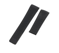 ROUREOX Silicone Watch Strap Curved End Rubber Band Breathable Sports Wristbelt Deployment Clasp for TAG Heuer Grand Carrera-A1 22mm