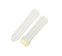 ROUREOX Silicone Watch Strap Rubber Replacement Band for Hublot Big Bang-White+Gold Buckle 24 * 17 * 22mm
