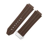 ROUREOX Silicone Watch Strap Soft Rubber Band 17x24mm Waterproof Sports Wristbelt Stainless Steel Deployment Clasp for Hublot Big Bang Collection-C2