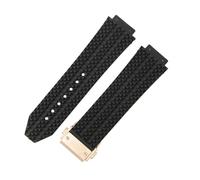 ROUREOX Silicone Watch Strap Soft Rubber Band 17x24mm Waterproof Sports Wristbelt Stainless Steel Deployment Clasp for Hublot Big Bang Collection-A4