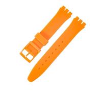ROUREOX Silicone Watch Strap Soft Rubber Band Replacement Wristbelt Colour Plastic Buckle for Swatch-Orange 17mm