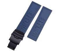 ROUREOX Silicone Waterproof Replacement Watch Band for Breitling Avenger Blackbird-DarkBlue+Black Buckle 24mm