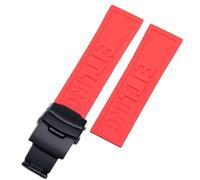 ROUREOX Silicone Waterproof Replacement Watch Band for Breitling Avenger Blackbird-Red+Black Buckle 24mm
