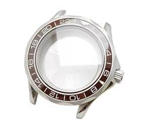 ROUREOX Silver 42mm Watch Case Twisted Lugs Scalloped Bezel Sapphire Window Fits NH35 Movement 31.7mm Large Dial Custom Assembly for Omega Seamaster Diver 300M-21 42MM