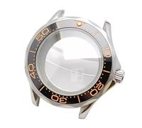 ROUREOX Silver 42mm Watch Case Twisted Lugs Scalloped Bezel Sapphire Window Fits NH35 Movement 31.7mm Large Dial Custom Assembly for Omega Seamaster Diver 300M-23 42MM