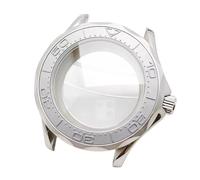 ROUREOX Silver 42mm Watch Case Twisted Lugs Scalloped Bezel Sapphire Window Fits NH35 Movement 31.7mm Large Dial Custom Assembly for Omega Seamaster Diver 300M-14 42MM