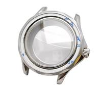 ROUREOX Silver 42mm Watch Case Twisted Lugs Scalloped Bezel Sapphire Window Fits NH35 Movement 31.7mm Large Dial Custom Assembly for Omega Seamaster Diver 300M-1 42MM