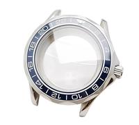 ROUREOX Silver 42mm Watch Case Twisted Lugs Scalloped Bezel Sapphire Window Fits NH35 Movement 31.7mm Large Dial Custom Assembly for Omega Seamaster Diver 300M-19 42MM