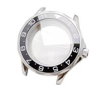 ROUREOX Silver 42mm Watch Case Twisted Lugs Scalloped Bezel Sapphire Window Fits NH35 Movement 31.7mm Large Dial Custom Assembly for Omega Seamaster Diver 300M-12 42MM