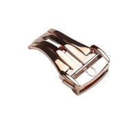 ROUREOX Single Fold Clasp 16mm 18mm - Stainless Steel Watch Buckle, Deployment Fastener Polished - Leather Strap Accessories for Omega De Ville-Rose Gold 18mm