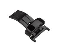 ROUREOX Single Fold Deployment Clasp Stainless Steel Watch Buckle Polished, Push Button Fastener - Leather Strap Replacement Parts-Black 14mm