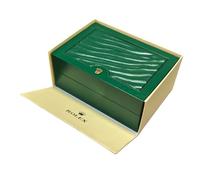 ROUREOX Single Watch Box Storage Organiser Green Leather Wood Finish Soft Pillow Interior Protective Case for Rolex Submariner