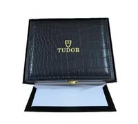 ROUREOX Single Watch Display Box Crocodile Texture Finish White Interior Lining Square Timepiece Storage Case Black for Tudor Style