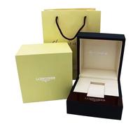 ROUREOX Single Watch Presentation Box Complete Set Beige Outer Carton Carrier Bag Glossy Wood Storage Chest for Longines Master Collection
