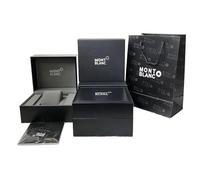 ROUREOX Single Watch Presentation Box Set Matte Black Exterior Gray Soft Lining Carrying Bag Full Packaging Set 14cm for Montblanc 1858