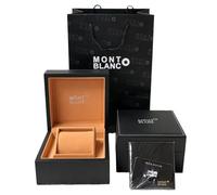 ROUREOX Single Watch Presentation Box Set Matte Black Exterior Tan Soft Lining Carrying Bag Full Packaging Set 14cm for Montblanc 1858