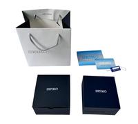 ROUREOX Single Watch Storage Box Set Black Textured Finish Display Case Gift Bag Manual Card 11x11x9cm Square for Seiko