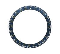 ROUREOX Sloped Ceramic Bezel Insert 38mm x 30.7mm Inclined Watch Ring with World Time Cities Replacement Part - A12
