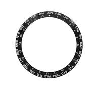 ROUREOX Sloped Ceramic Bezel Insert 38mm x 30.7mm Inclined Watch Ring with World Time Cities Replacement Part - A1