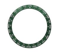 ROUREOX Sloped Ceramic Bezel Insert 38mm x 30.7mm Inclined Watch Ring with World Time Cities Replacement Part - A3