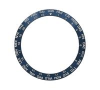 ROUREOX Sloped Ceramic Bezel Insert 38mm x 30.7mm Inclined Watch Ring with World Time Cities Replacement Part - A11