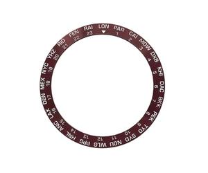 ROUREOX Sloped Ceramic Bezel Insert 38mm x 30.7mm Inclined Watch Ring with World Time Cities Replacement Part - A9