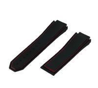 ROUREOX Soft Eco-Friendly Silicone Watch Strap, Water-Resistant Sweat-proof Adjustable Replacement Quick Release Watch Band for Hu-blot King Power-Black+Red 27x19mm