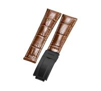 ROUREOX Soft Genuine Leather Replacement Watch Band Smooth Leather Folding Buckle Bracelet for Rolex Cosmograph Daytona-Brown + Black