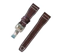 ROUREOX Soft Genuine Leather Watch Straps Stainless Metal Clasp Quick Release Replacement Bands for IWC Big Pilot Portugieser Automatic 7 Days-Brown + Silver + A