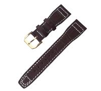ROUREOX Soft Genuine Leather Watch Straps Stainless Metal Clasp Quick Release Replacement Bands for IWC Big Pilot Portugieser Automatic 7 Days-Brown + Gold + B