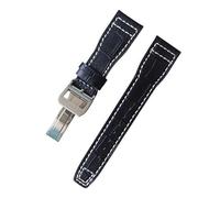 ROUREOX Soft Genuine Leather Watch Straps Stainless Metal Clasp Quick Release Replacement Bands for IWC Big Pilot Portugieser Automatic 7 Days-Black + Silver + A