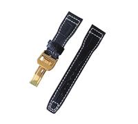 ROUREOX Soft Genuine Leather Watch Straps Stainless Metal Clasp Quick Release Replacement Bands for IWC Big Pilot Portugieser Automatic 7 Days-Black + Gold + A