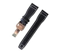 ROUREOX Soft Genuine Leather Watch Straps Stainless Metal Clasp Quick Release Replacement Bands for IWC Big Pilot Portugieser Automatic 7 Days-Black + Rose Gold + A